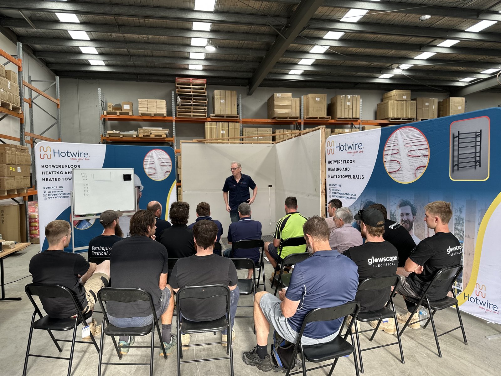 Licensed electricians at a Hotwire installer training session at the Hotwire Training Academy in Bayswater